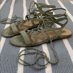 Olive Green Lace-Up Sandals